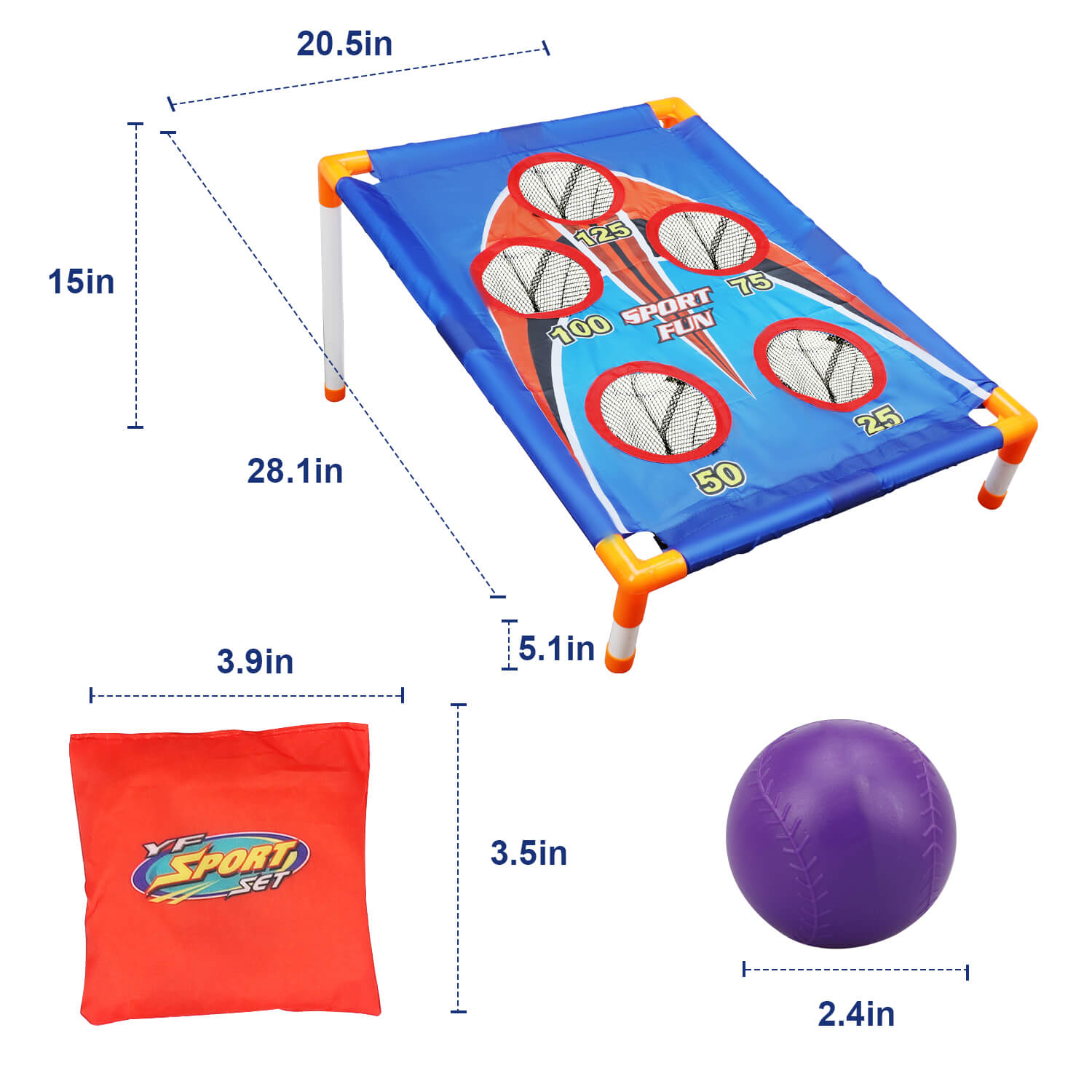 Fidtoy Portable Corn Hole Toss Game Set for Kids Indoor Outdoor Play