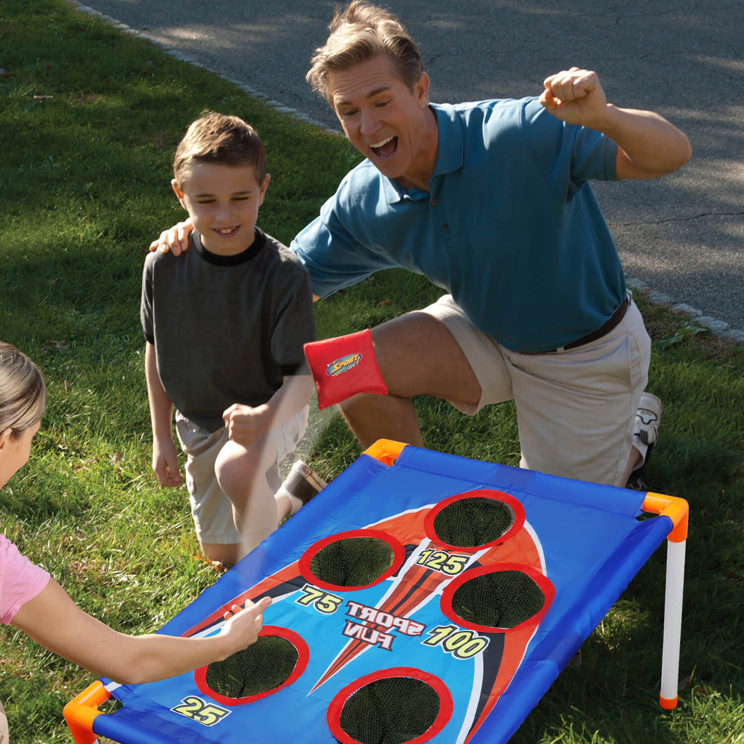 Fidtoy Portable Corn Hole Toss Game Set for Kids Indoor Outdoor Play