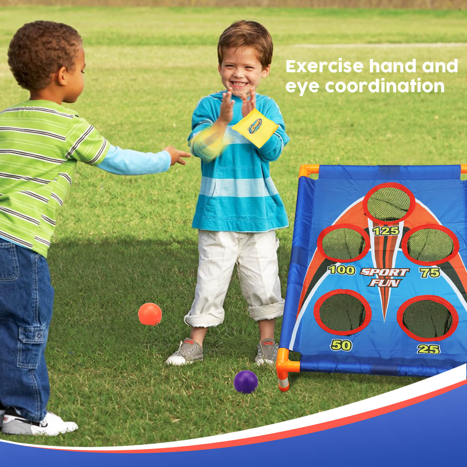 Fidtoy Portable Corn Hole Toss Game Set for Kids Indoor Outdoor Play