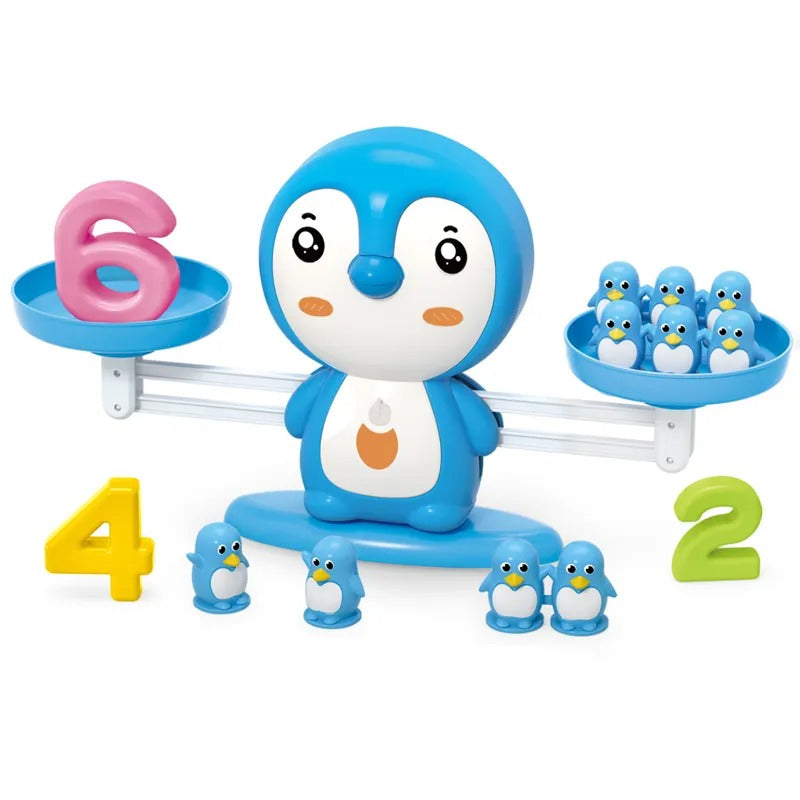 Fidtoy Penguin Balance Scale Mathematics Learning Kit Plastic Math Counting Balance Toy with 100 Weights for Kids Ages 3+