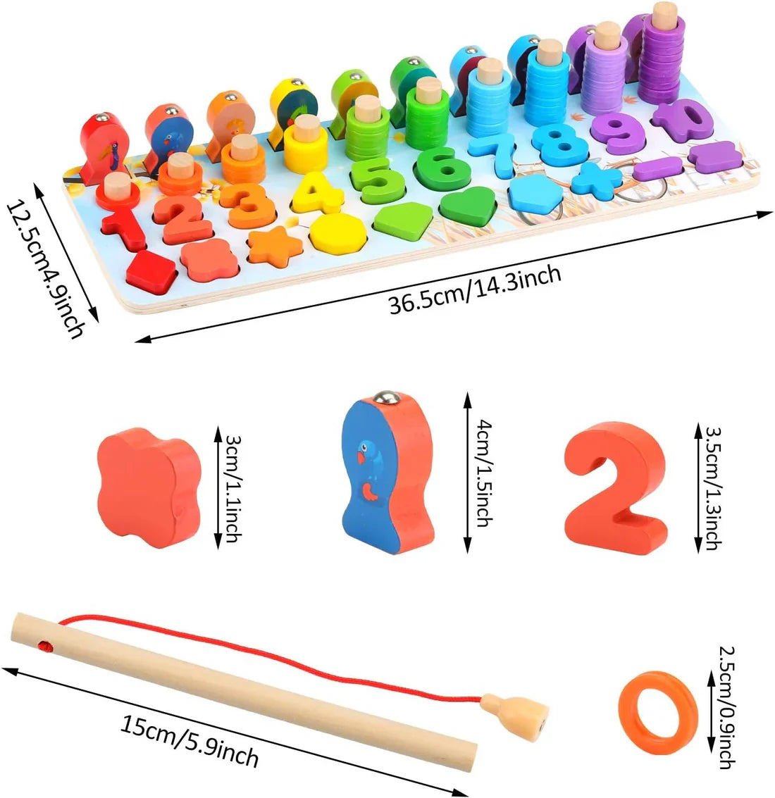 Fidtoy Wooden Magnetic Fish Counting Board Montessori Toy