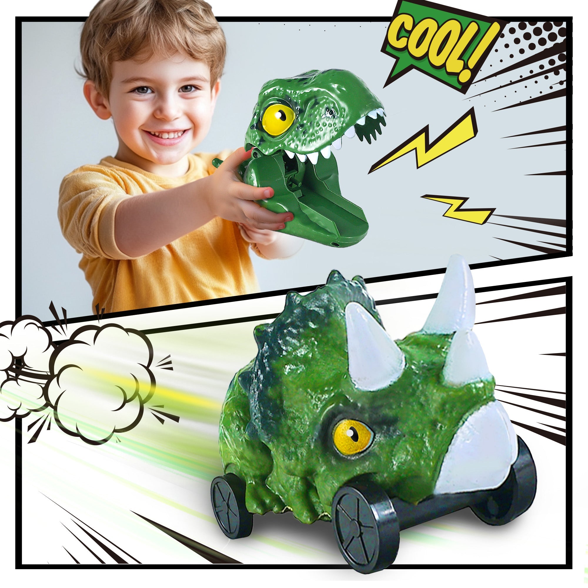 Fidtoy Dinosaur Launcher Car Toy for Kids