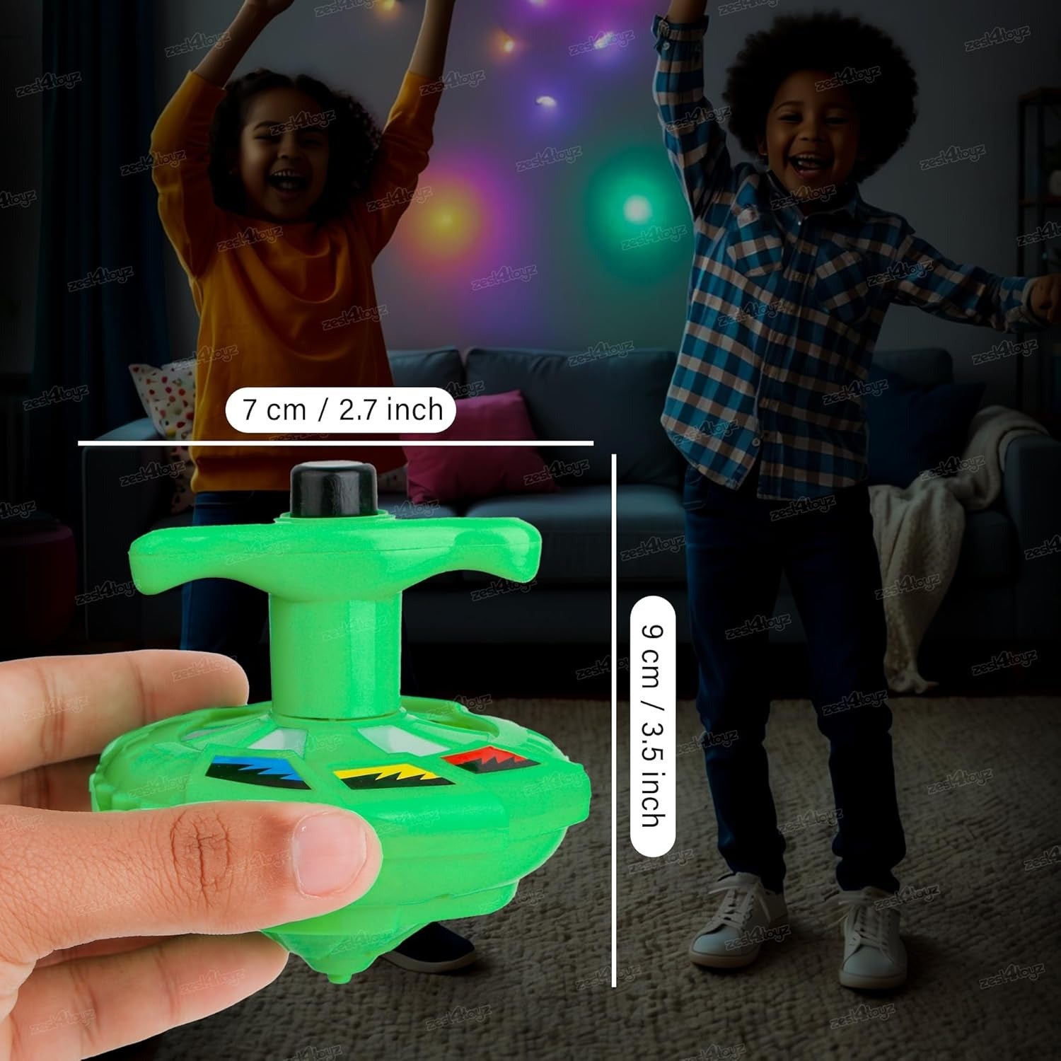 Fidtoy LED Light Music Spinning Top Toy for Kids Pull String Launcher Sensory Motor Play