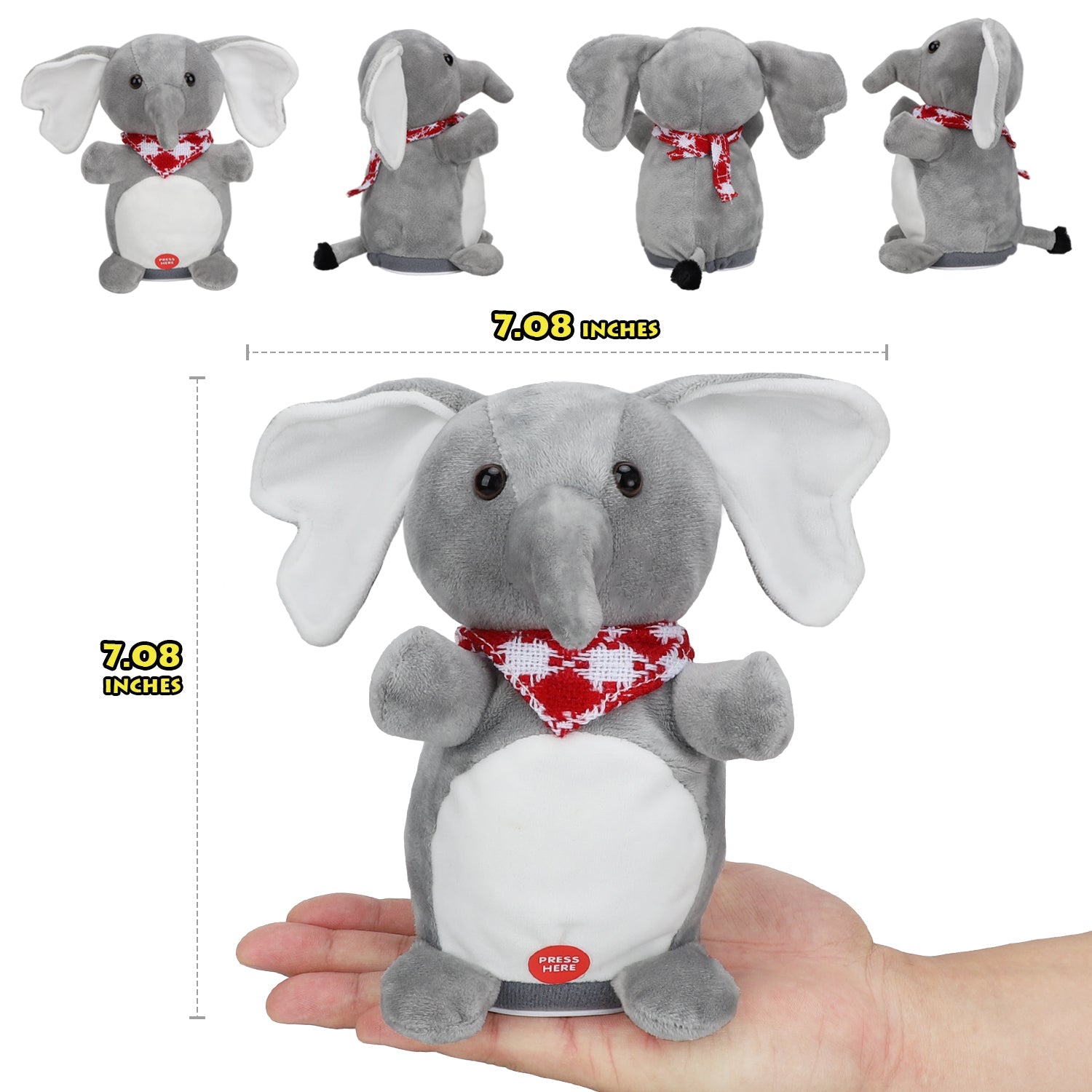 Peluche parlante Fidtoy Éléphant Dansant pour bébés et tout-petits