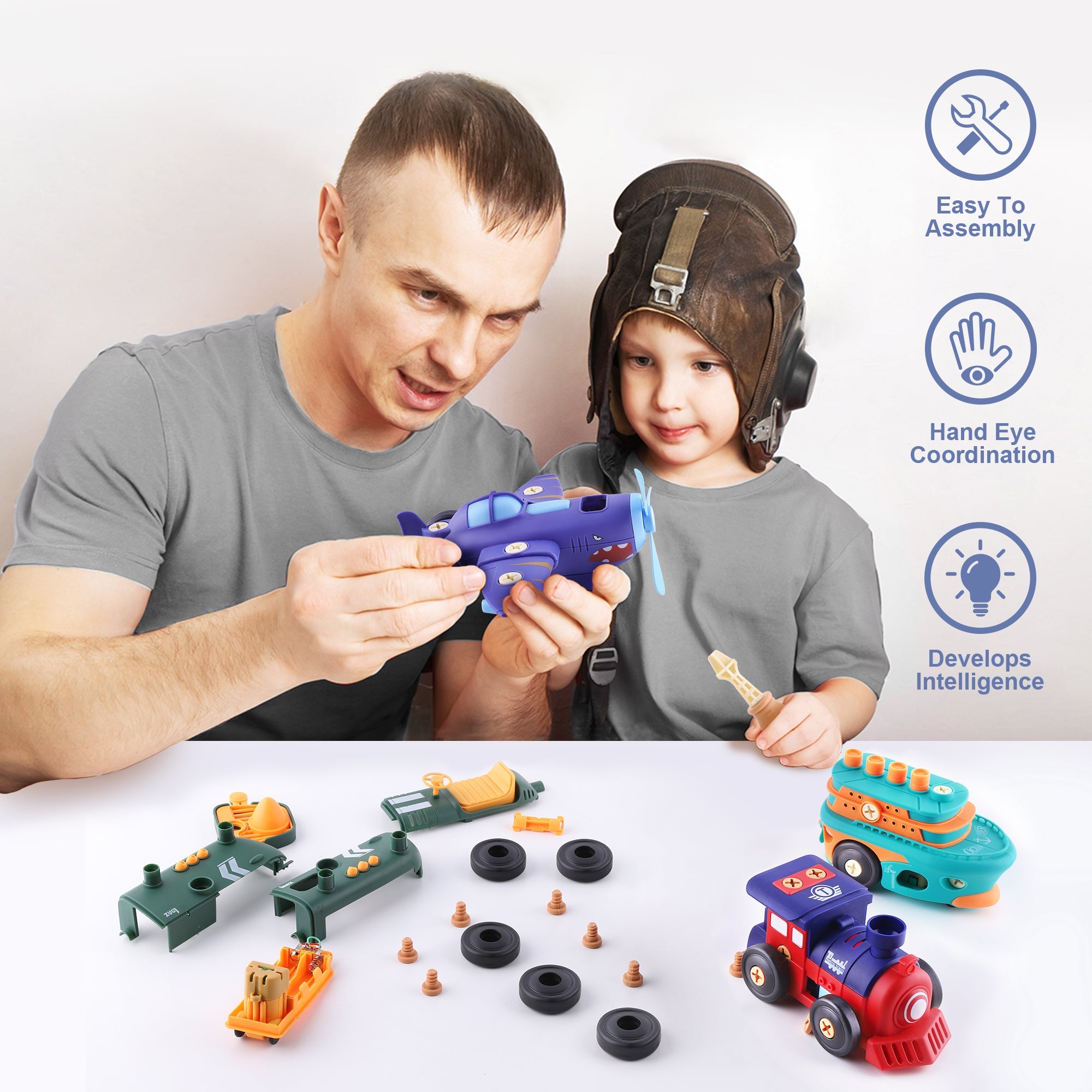 Fidtoy Jeu de construction de véhicules démontables, Jouet STEM pour enfants
