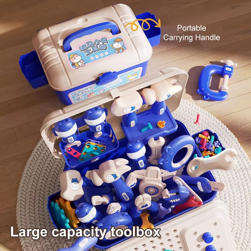 3‑in‑1 Kids Electric Drill & Screwdriver Toolbox – STEM Engineer Play Set, Educational DIY Assembly Toy