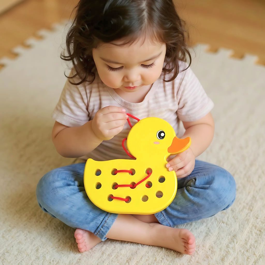 Wooden Duck and Elephant Lacing Set