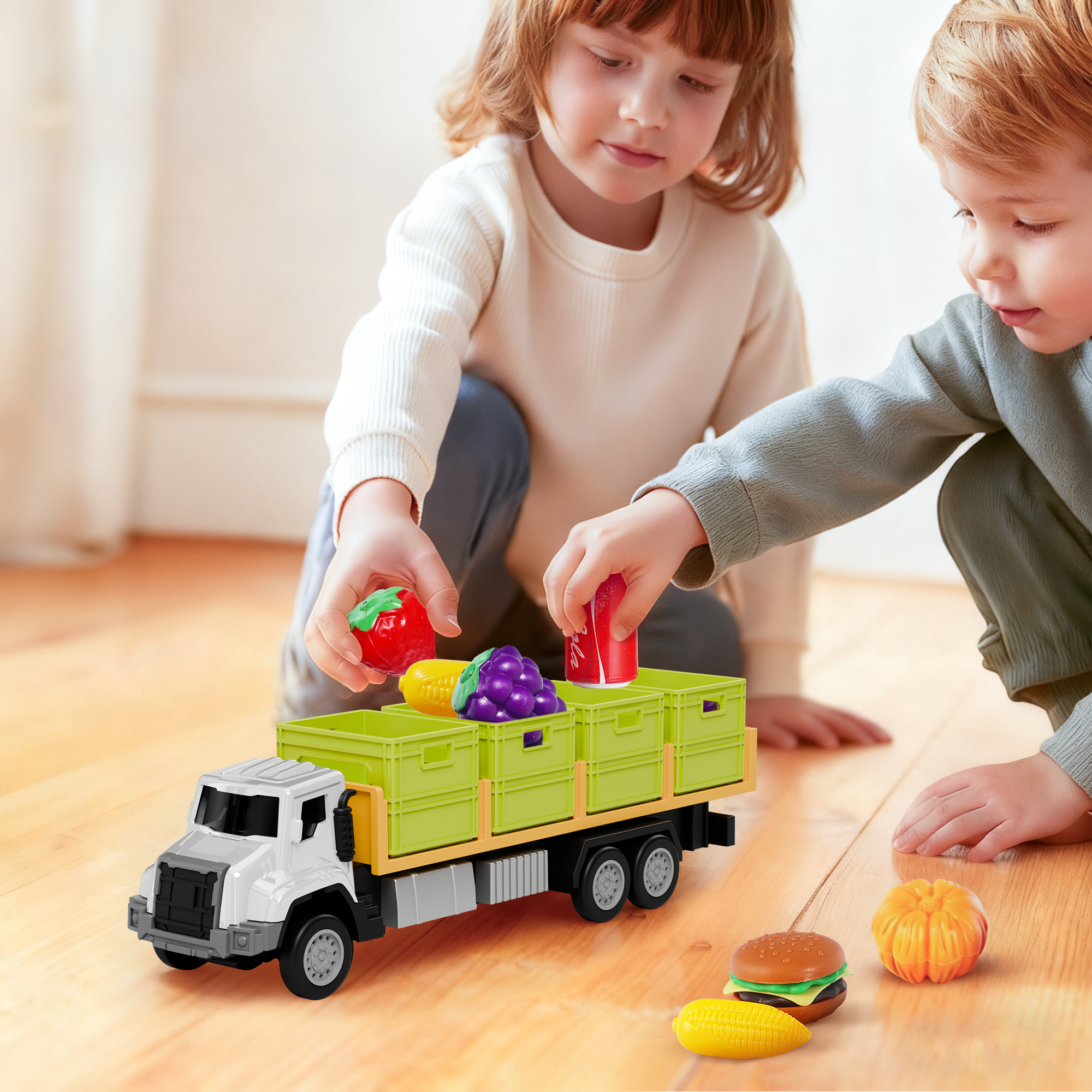 Fidtoy Camion de transport alimentaire à friction pour enfants