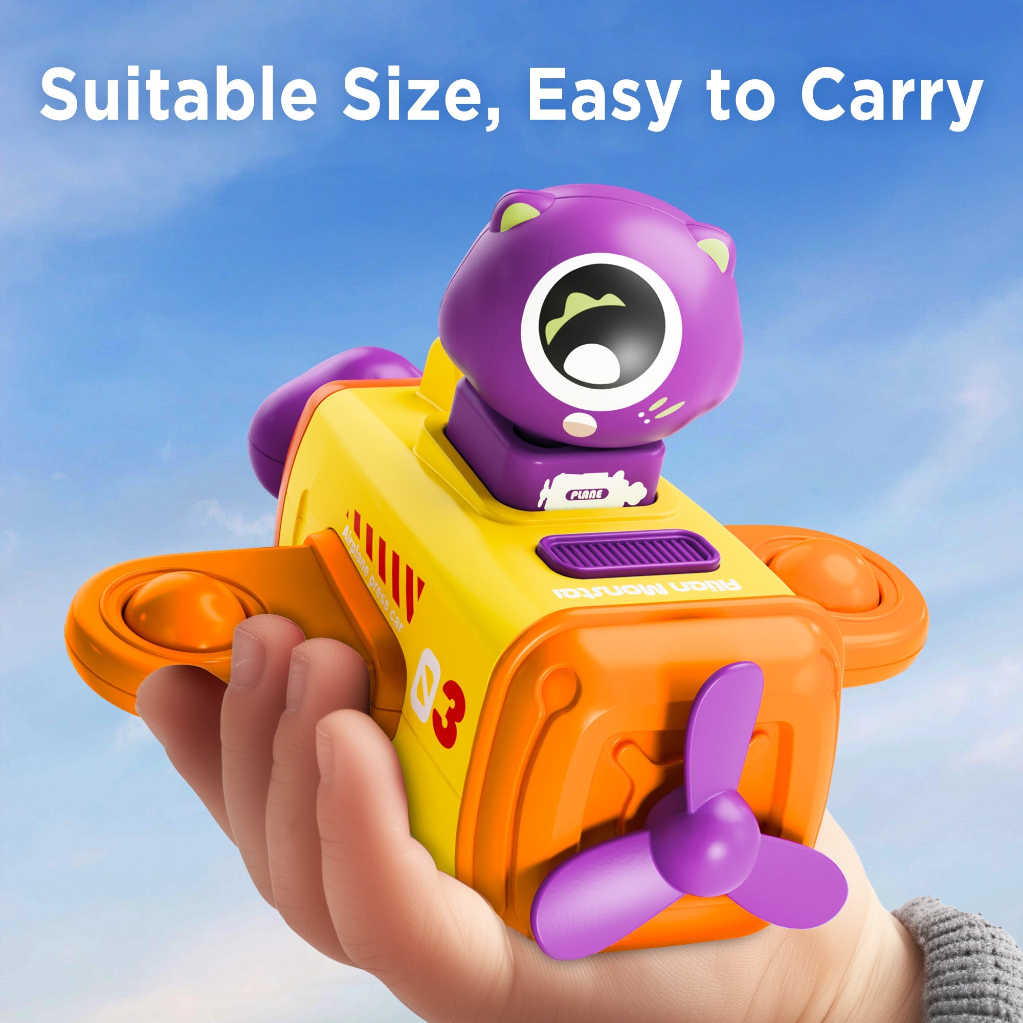 Fidtoy Press to Go Airplane Car Toys Set for Toddlers