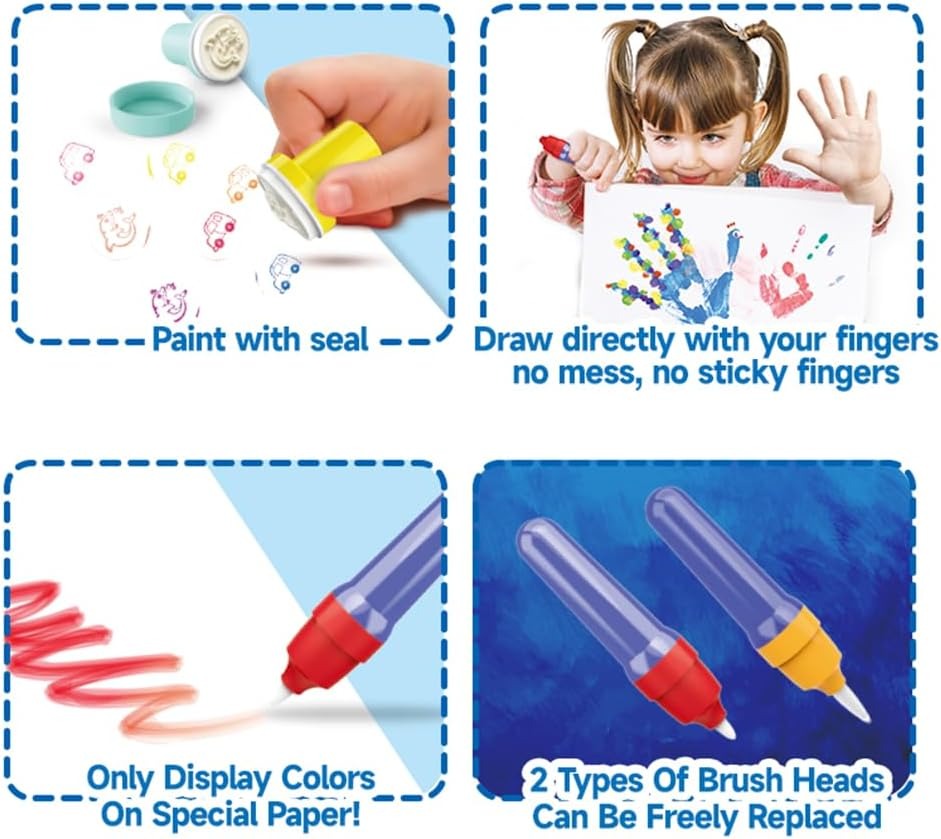Fidtoy Mess Free Magic Light Brush Painting Station Art Kit for Kids Creative Play