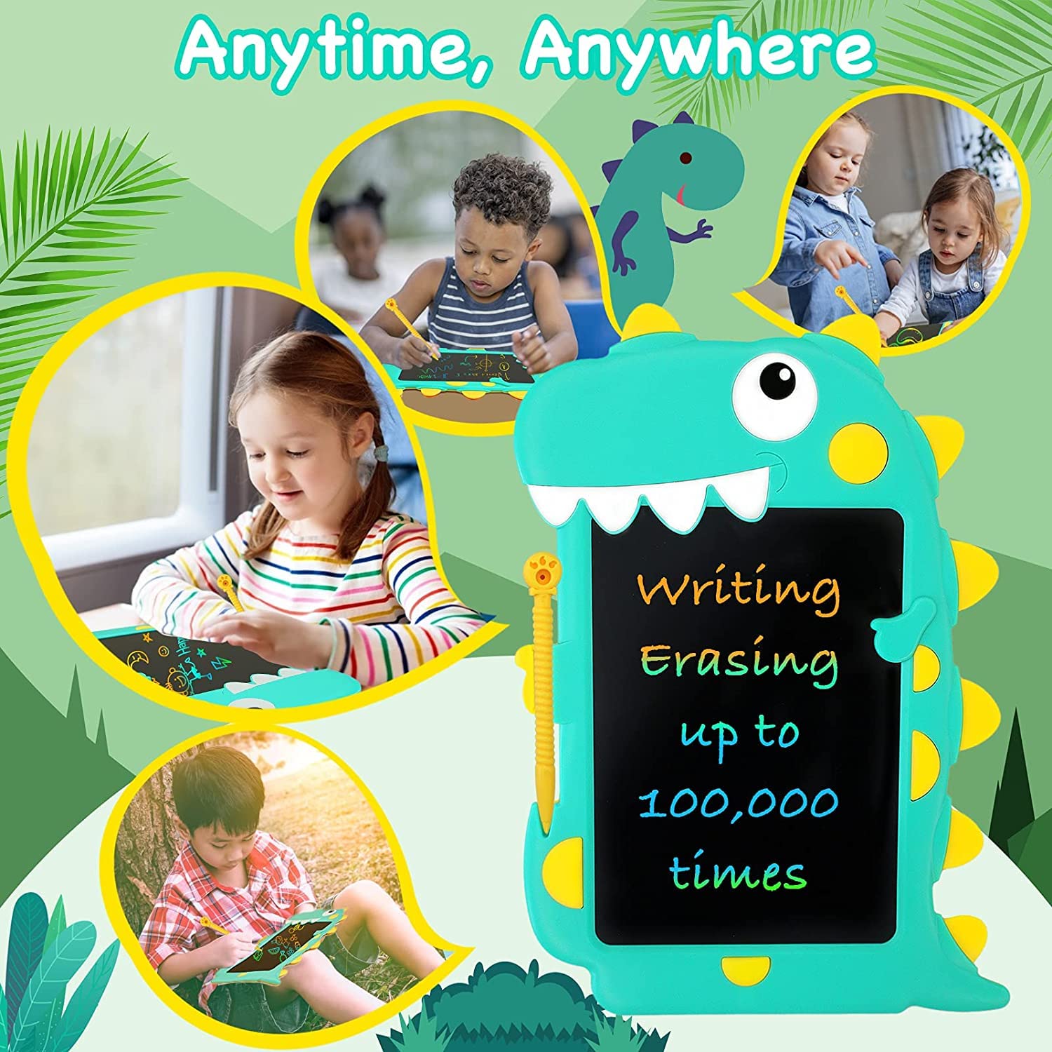 Fidtoy Multicolor Dinosaur LCD Writing Tablet for Kids 8.5 Inch Paperless Doodle Drawing Board Age 3+