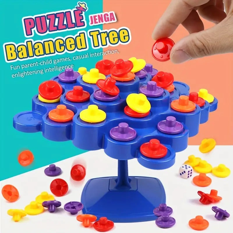 Fidtoy Topple Balance Family Game for Kids & Families | Plastic Stacking Strategy Board Game, 48 Game Pieces, Dice, Tilting Tower, Spatial Reasoning & STEM-Style Balance Game Age 6+