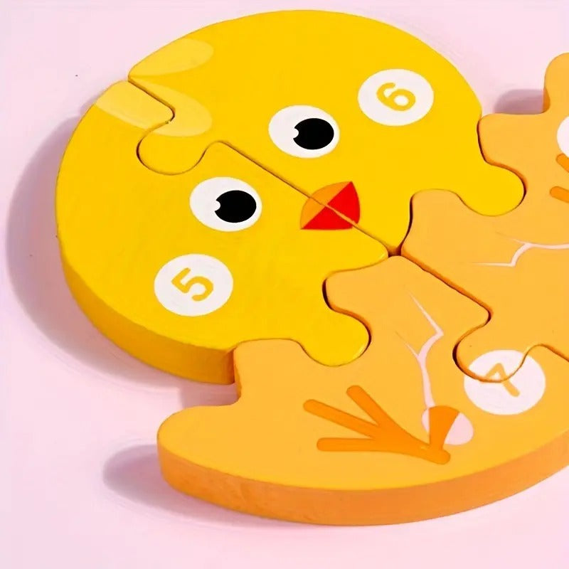 Fidtoy 3D Cognitive Puzzle of Animal Growth - Random Animals, Wooden Animal Growth Puzzle with Numbered Pieces, Montessori Nature Learning Toy for Kids