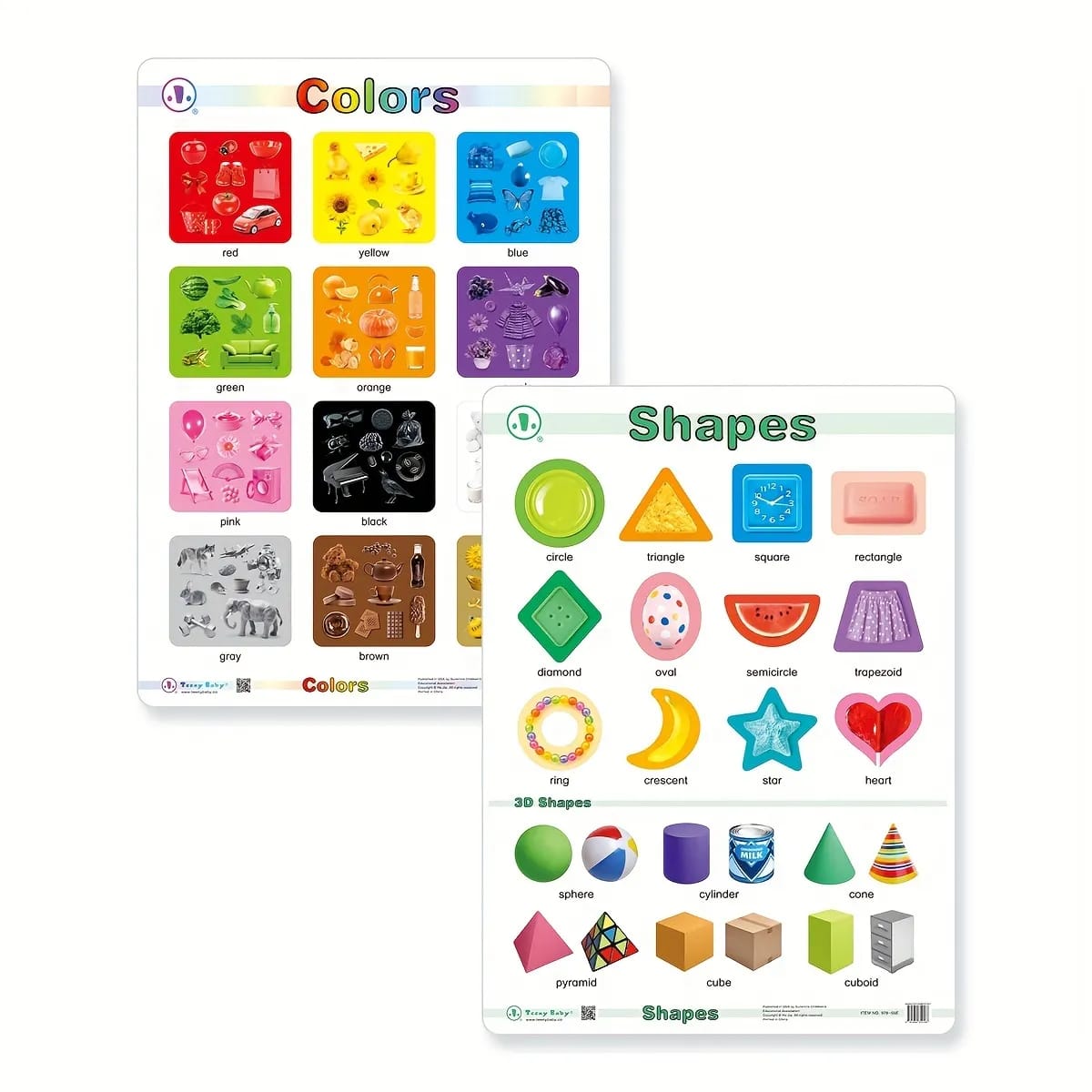 Affiches éducatives de reconnaissance d'objets 12 en 1 Fidtoy avec tableau effaçable, affiches murales pour salles de classe préscolaires pour l'alphabet, les chiffres, les fruits, les animaux, les couleurs et les formes, âges 2 à 6