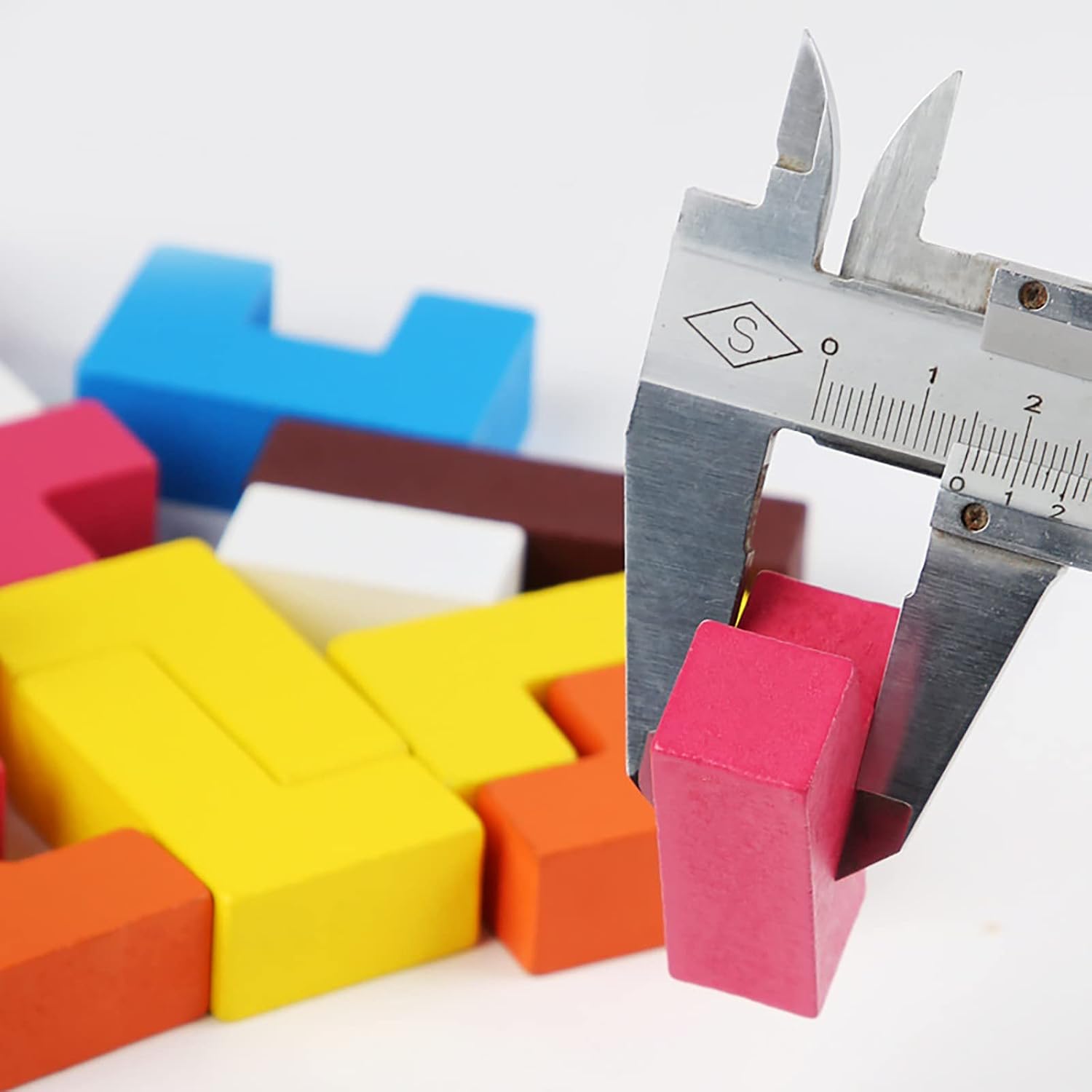 Fidtoy Blocs de Puzzle Cubes Tetris en Bois, 40 Pièces de Puzzle de Style Tetris en Bois avec Boîte de Rangement, Casse-tête de Tri de Formes pour le Raisonnement Spatial et la Construction Créative, Âge 3+