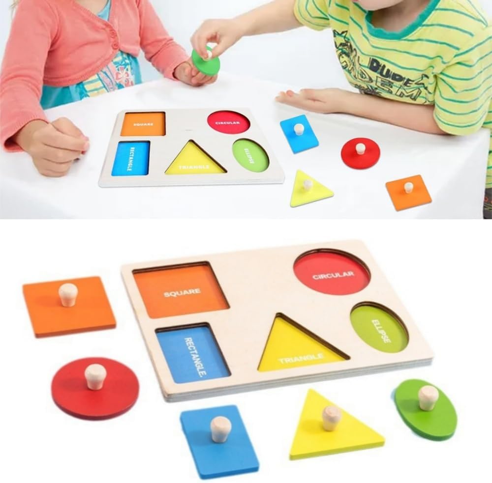 Fidtoy Rompecabezas de Formas de Madera Montessori Juguete de Clasificación de Formas para Niños Pequeños Reconocimiento de Colores Rompecabezas Geométrico Habilidades Motoras Finas Juguete de Aprendizaje Temprano Regalo
