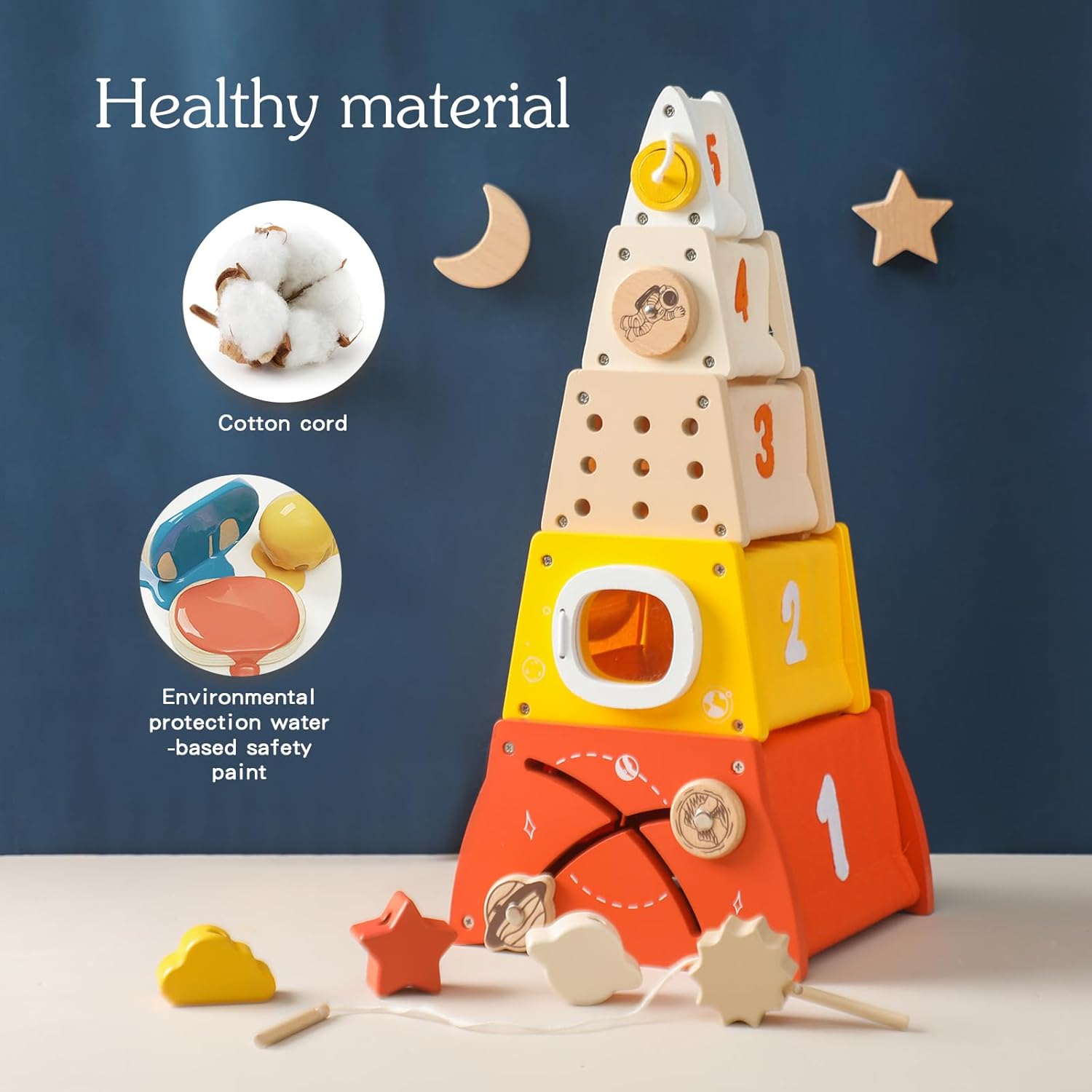 Juguete de apilamiento y encaje de madera Fidtoy, bloques de apilamiento Montessori para niños pequeños, juguete educativo de equilibrio y clasificación de colores, habilidades motoras finas, regalo educativo
