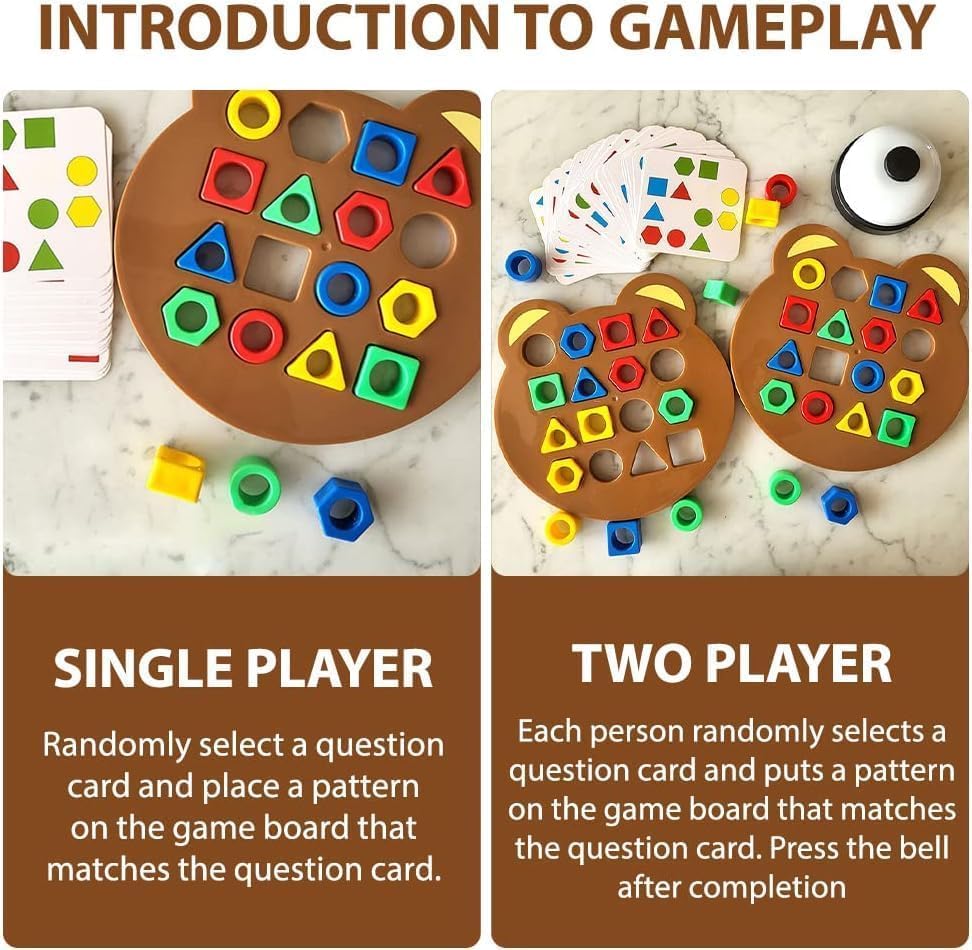 Fidtoy Jeu de société en bois pour enfants avec reconnaissance des couleurs et des formes