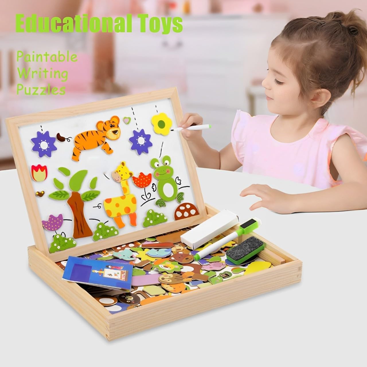 Fidtoy Magnetic Drawing Board Puzzle Toy for Kids 2+