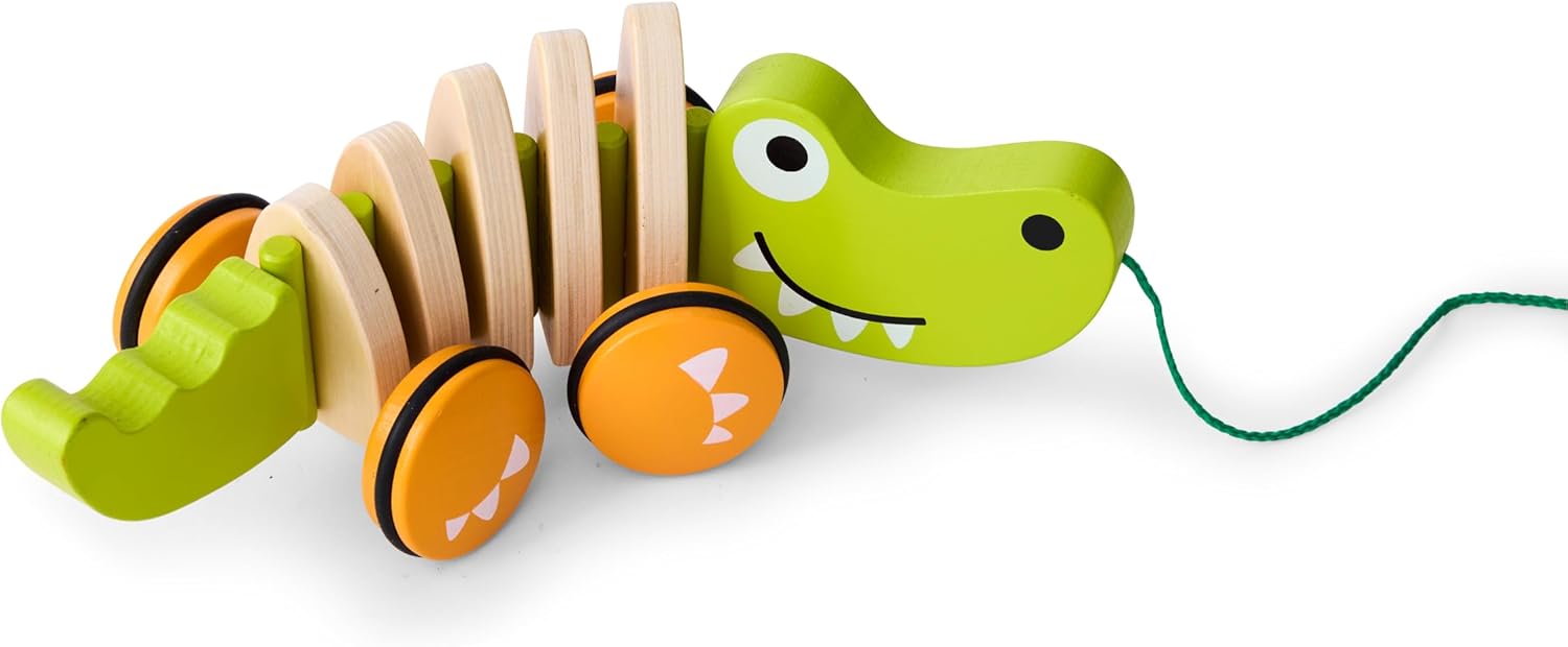 Fidtoy Crocodile à Tirer en Bois, Jouet de Marche pour Tout-Petits