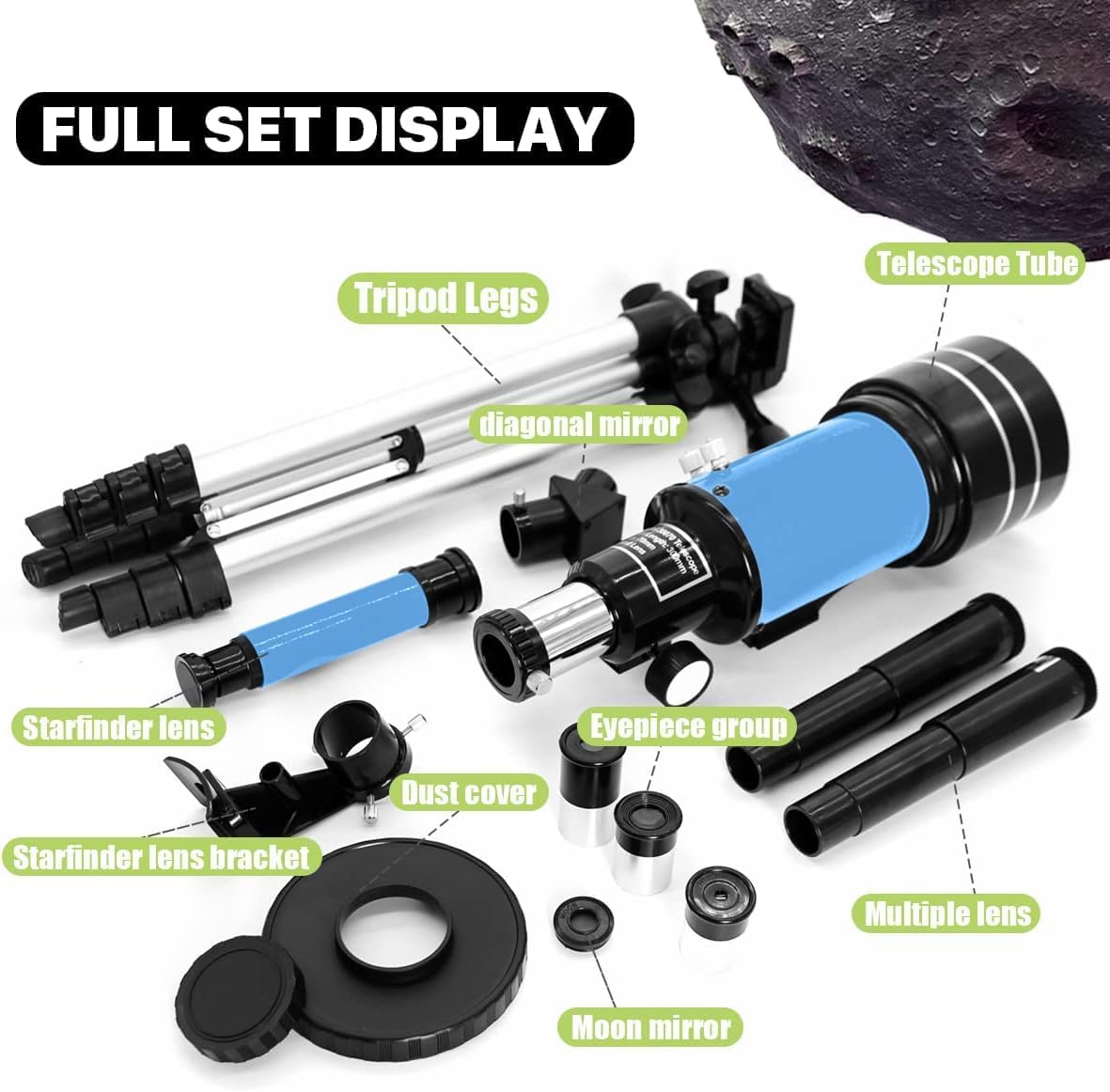 Télescope astronomique réfracteur Fidtoy 70 mm pour débutants