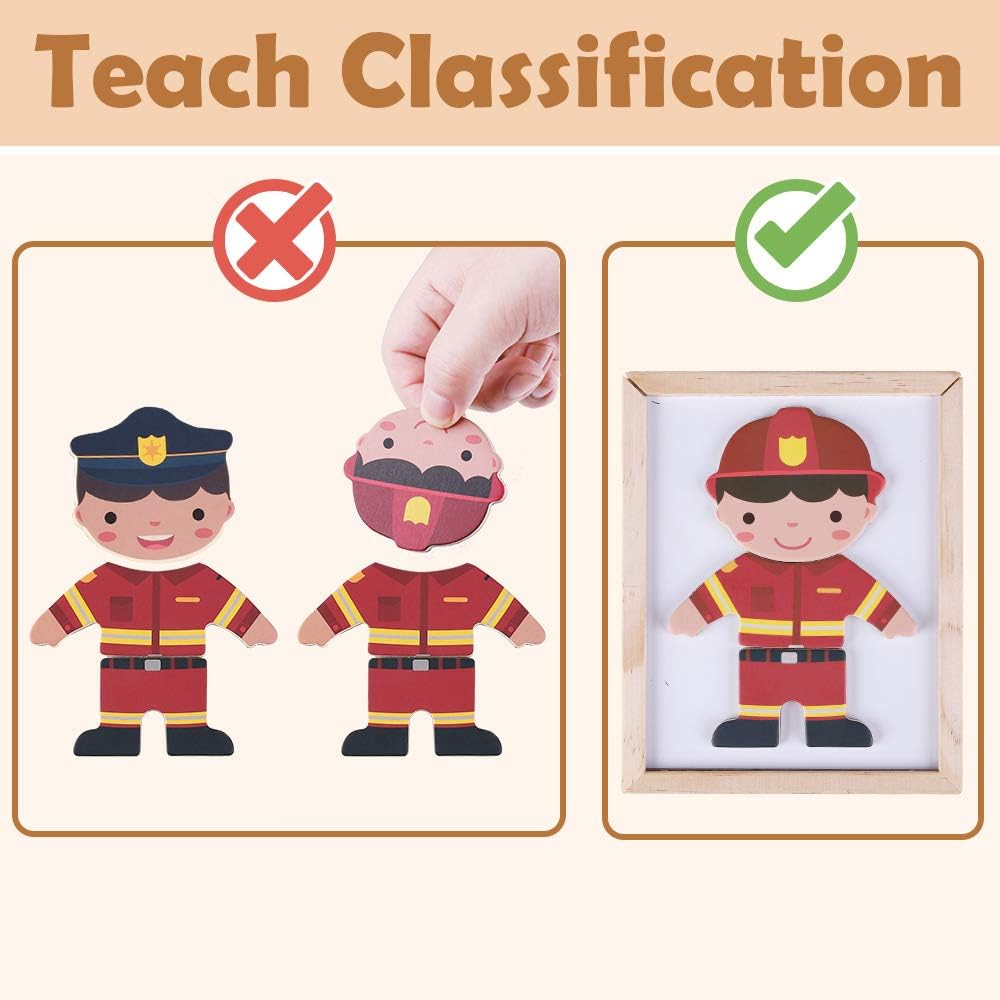 Fidtoy Magnetic Dress Up Puzzle Wooden Role Play Toy for Kids
