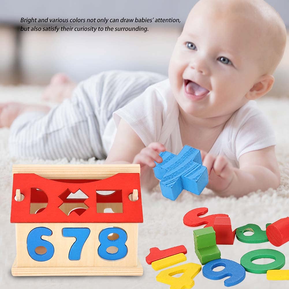Fidtoy Wooden Number House Toy for Kids | Montessori Counting and Shape Learning