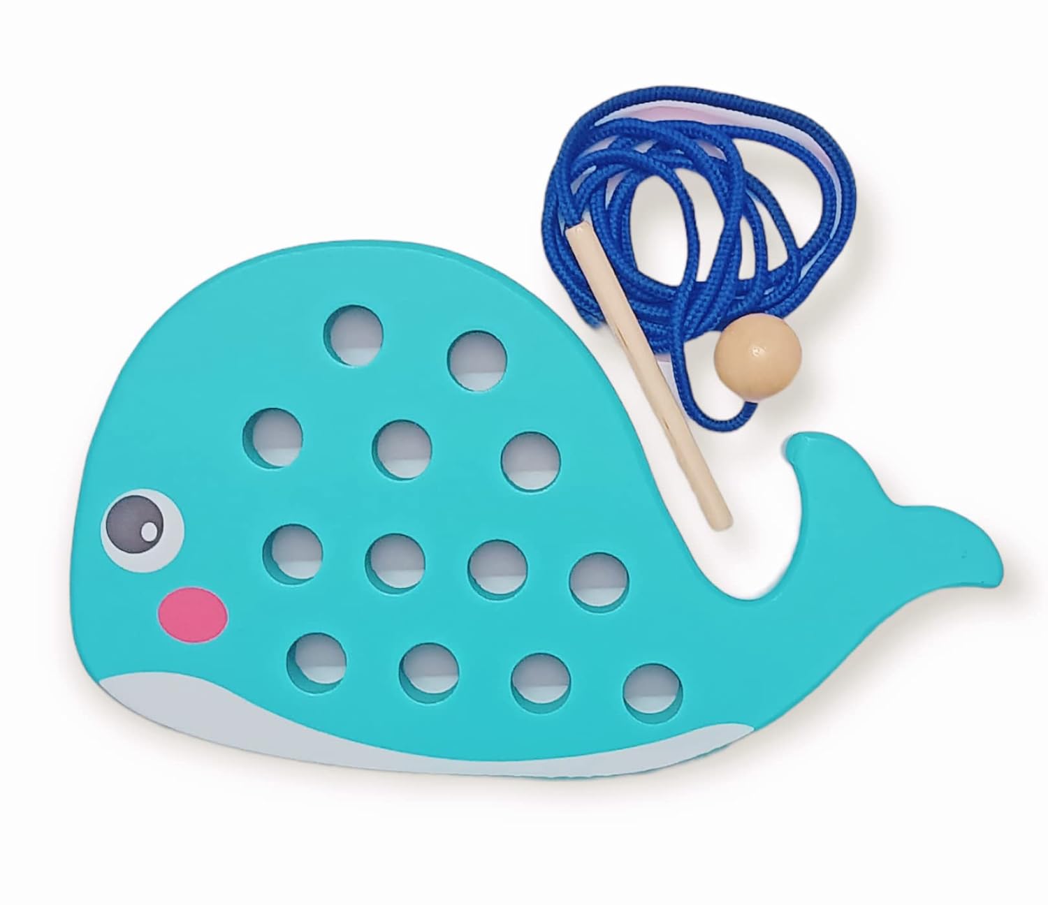 Fidtoy Juguete de Madera con Cordones, Juguete Montessori de Enhebrar para Niños Pequeños, Juguete de Práctica de Costura para Habilidades Motrices Finas, Juguete Educativo de Aprendizaje Temprano, Regalo