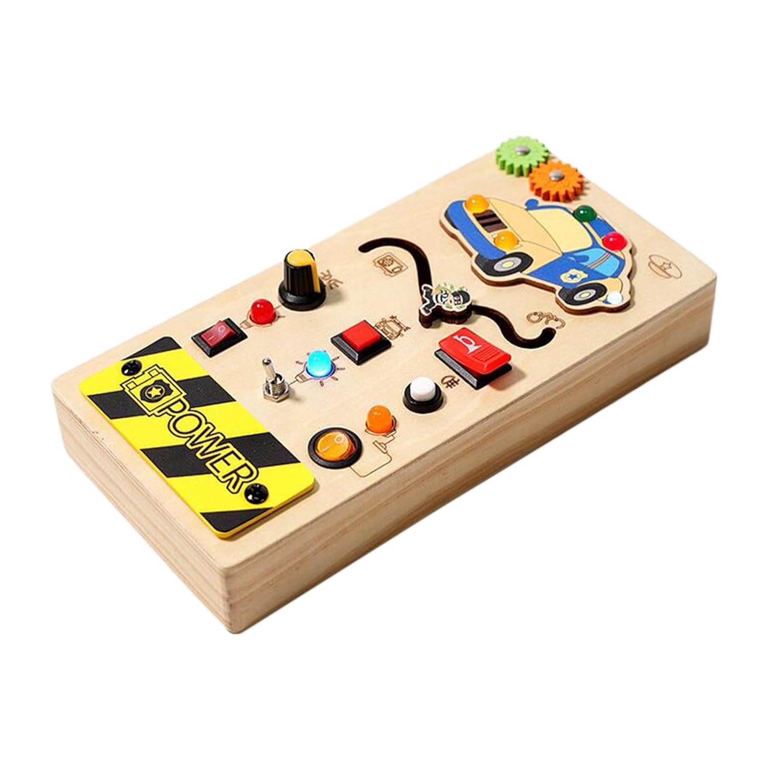 Fidtoy Montessori Busy Board with Light Switch Sensory Toy for Toddlers LED Switch Board Fine Motor Skills Learning Travel Quiet Toy Educational Gift