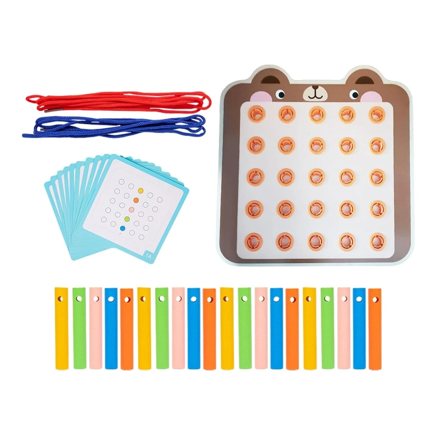 BNF Juguete de enhebrar con tarjetas de viaje para coche, juguete para niños de 3, 4, 5, 6 años, RabbitBaby | Juguetes para bebés | Juguetes de desarrollo para bebés | 1 cubo de habilidades básicas para la vida