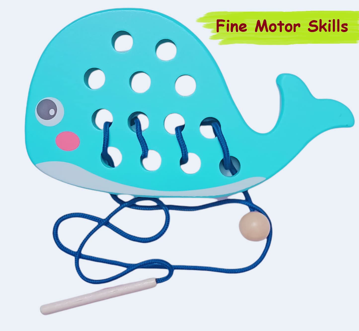 Fidtoy Juguete de Madera con Cordones, Juguete Montessori de Enhebrar para Niños Pequeños, Juguete de Práctica de Costura para Habilidades Motrices Finas, Juguete Educativo de Aprendizaje Temprano, Regalo