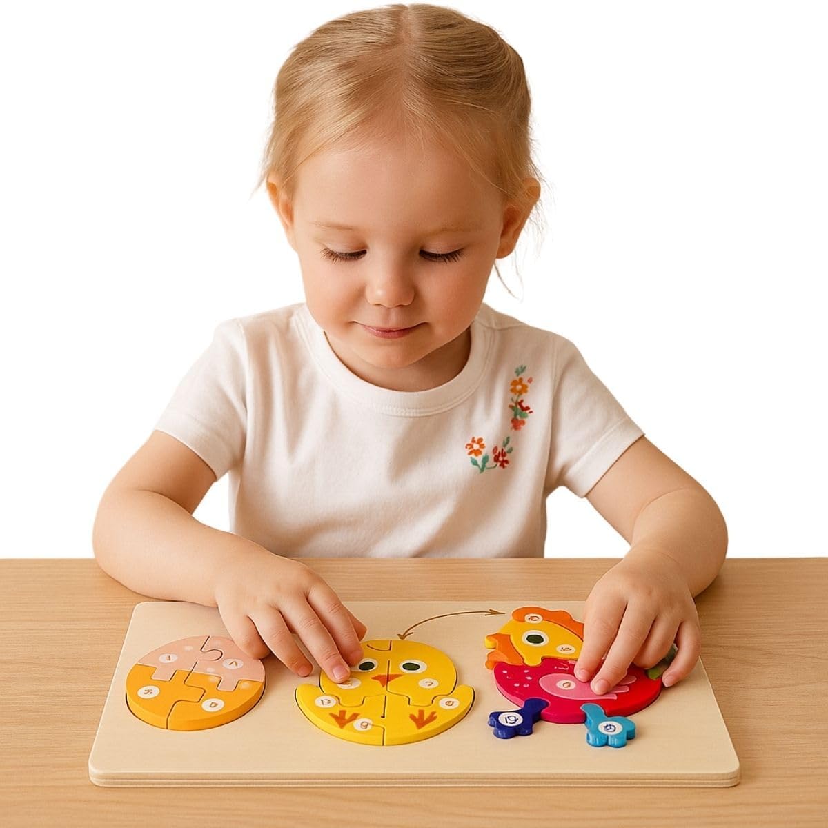 Fidtoy Juego de puzles de animales de madera – Juguete de aprendizaje para niños pequeños con formas de animales