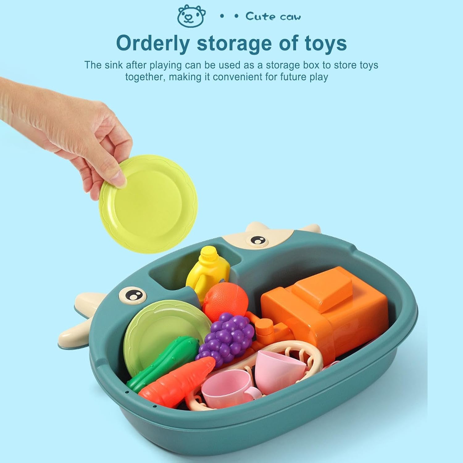 Évier de cuisine Fidtoy pour enfants avec eau courante – Jouet d'imitation pour tout-petits
