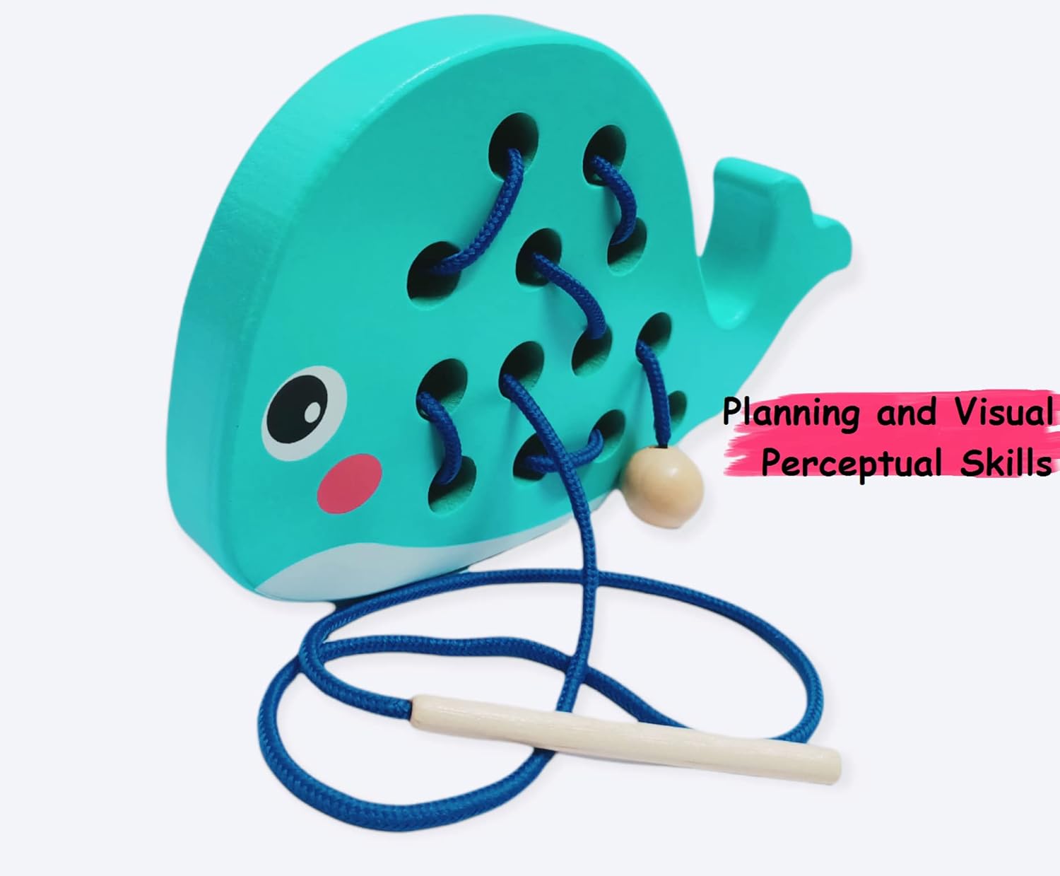Fidtoy Juguete de Madera con Cordones, Juguete Montessori de Enhebrar para Niños Pequeños, Juguete de Práctica de Costura para Habilidades Motrices Finas, Juguete Educativo de Aprendizaje Temprano, Regalo