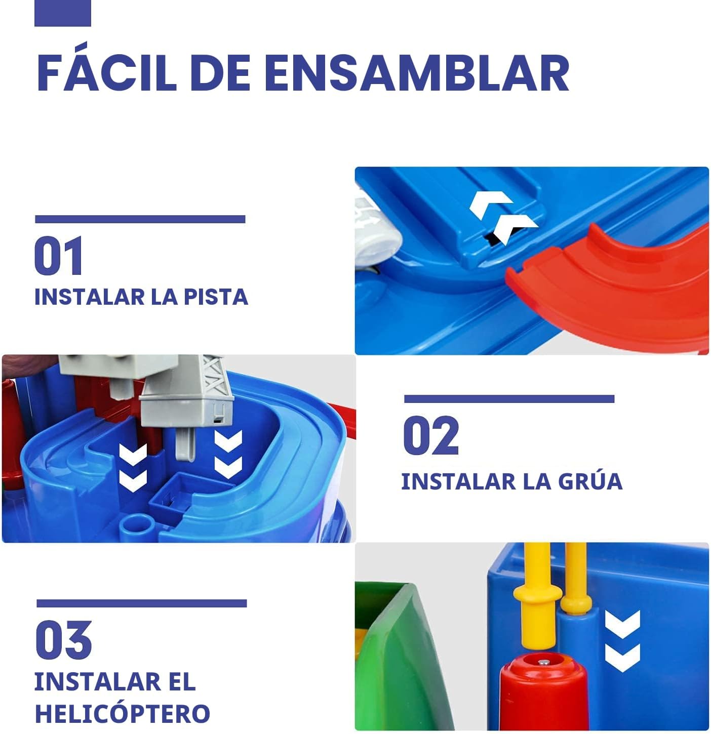 Fidtoy Circuit de Voiture d'Aventure 2-en-1 pour Enfants – Circuit de Secours Urbain Multi-Niveaux avec 3 Mini-Voitures, 6 Boutons de Contrôle, 8 Défis et Jeu de Course Manuel
