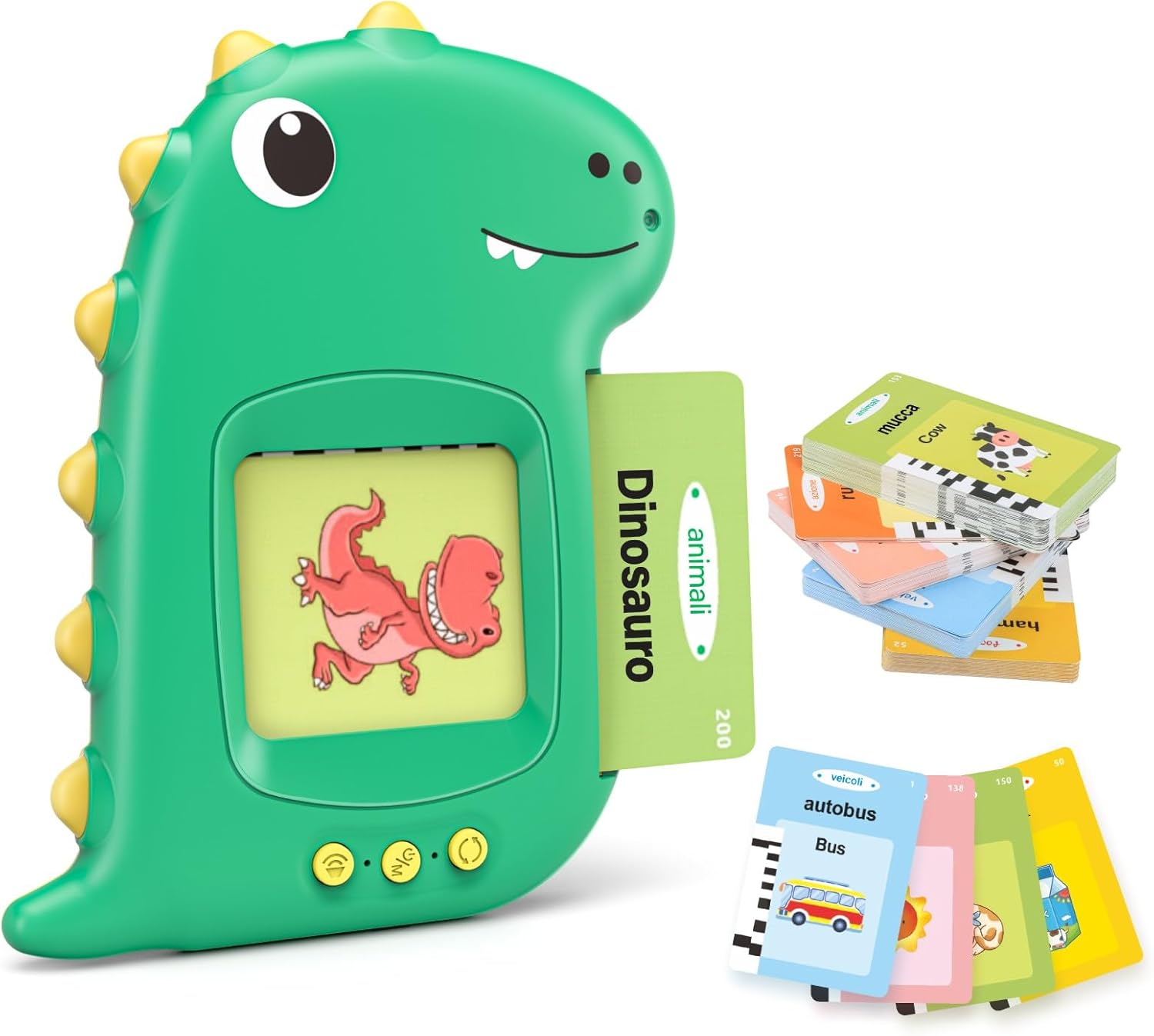 Fidtoy Talking Flash Cards for Toddlers – 224 Words, 112 Double-Sided Dinosaur Learning Cards, Voice Reader, Vocabulary Toy, and Speech Learning Gift