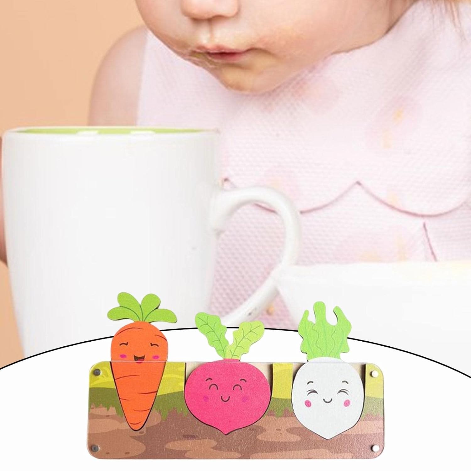 Fidtoy Tabla de Actividades Montessori de Madera con Zanahorias para Bebés, Juguete de Habilidades Motoras Finas, Tabla Sensorial, Accesorio de Coordinación Ojo-Mano, Juguete de Aprendizaje, Regalo