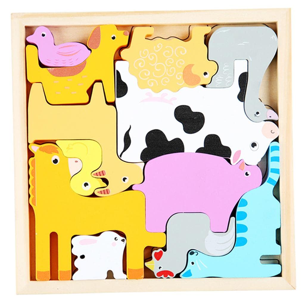 Fidtoy Farm Animal Tangram – Montessori Wooden Puzzle for Toddlers