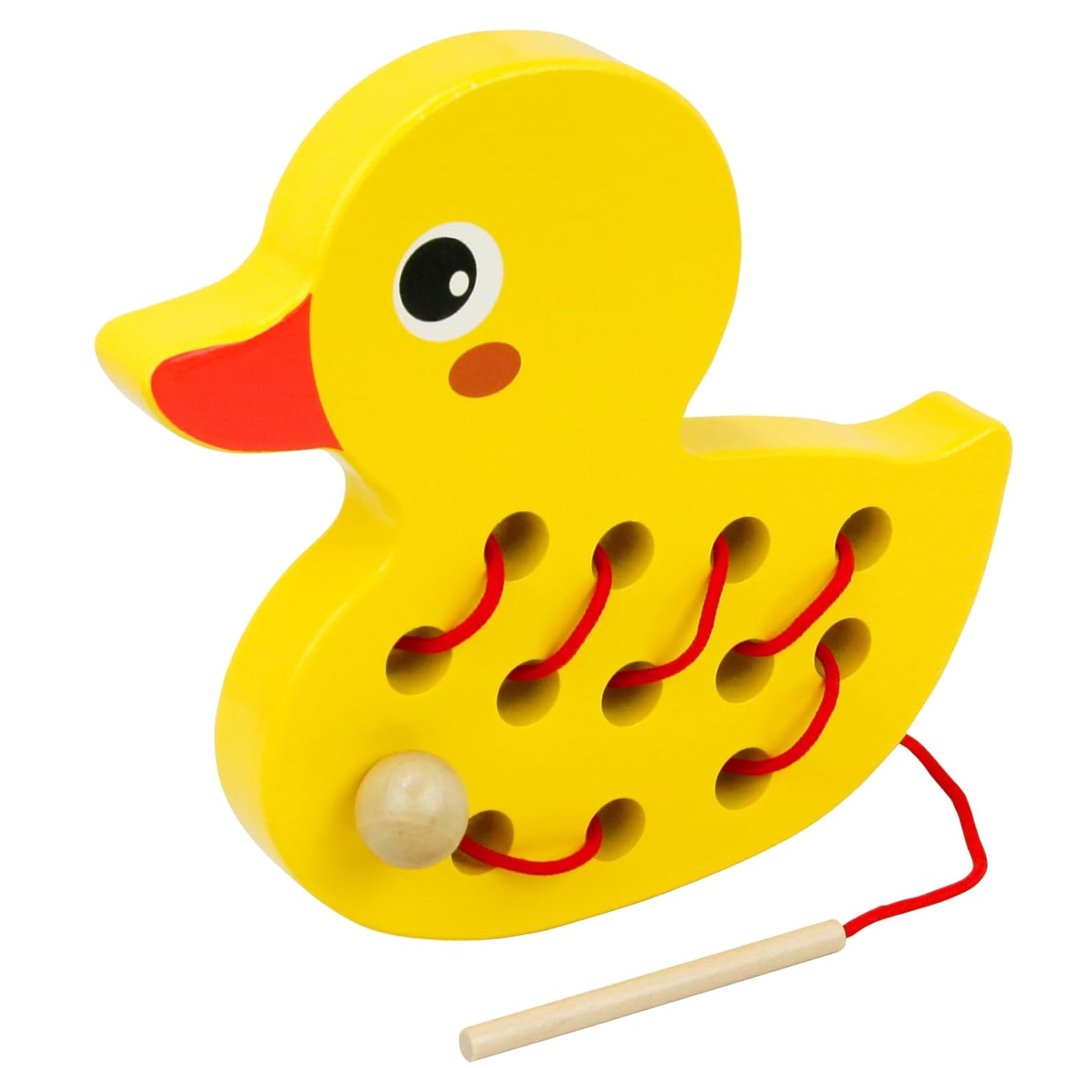 Fidtoy Juguete de Madera con Cordones Montessori para Enhebrar, Juguete para Niños Pequeños, Habilidades Motoras Finas, Rompecabezas de Oruga de Manzana, Juguete de Viaje, Juguete Educativo, Regalo