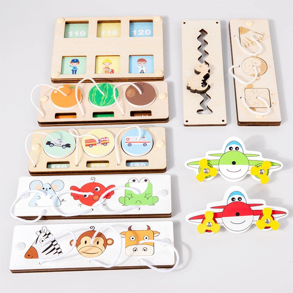 Fidtoy Wooden Busy Board Toy Montessori Activity Board for Toddlers Animal Vehicle Learning Toy Fine Motor Skills Sensory Travel Quiet Toy Gift