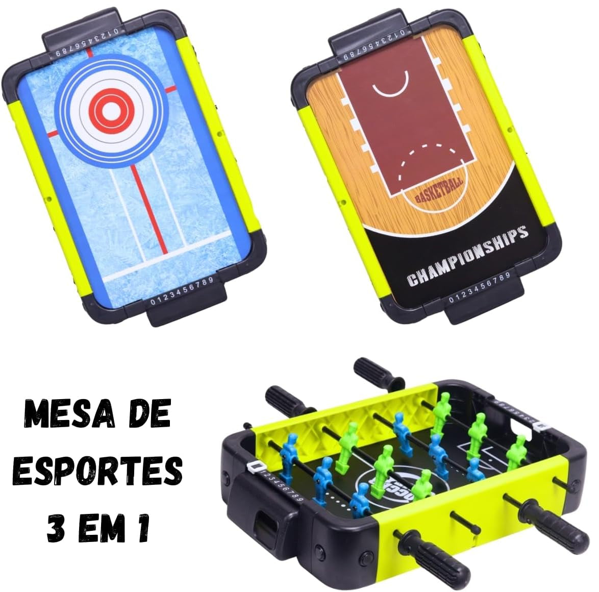 Set de juego de mesa deportivo 3 en 1 de fútbol, curling y baloncesto - 603