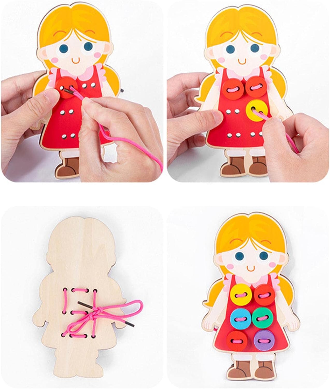 Kongou Bouton à Coudre Jouet | Cartes à Coudre pour Enfants pour Apprendre les Compétences de Base, Jeu de Motricité Fine Montessori pour le Développement