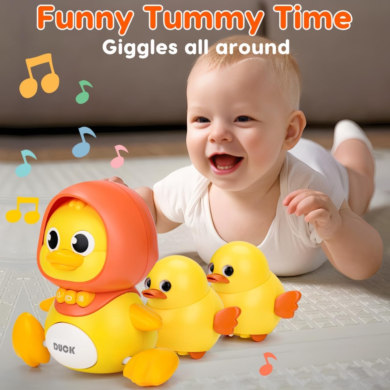Fidtoy Baby Musical Duck Toy Set with Light Sound Crawling Fun