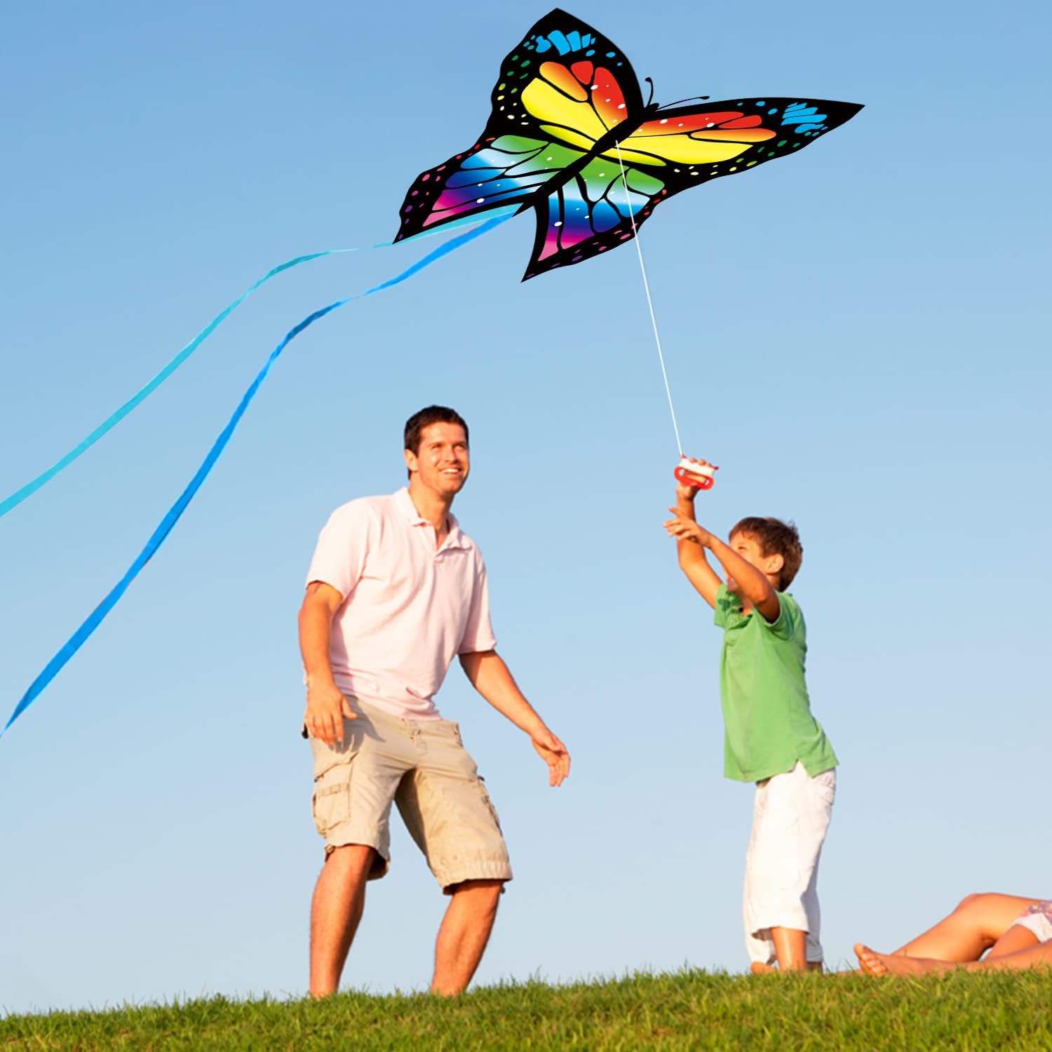 Fidtoy Cerf-volant papillon pour enfants et adultes Facile à piloter