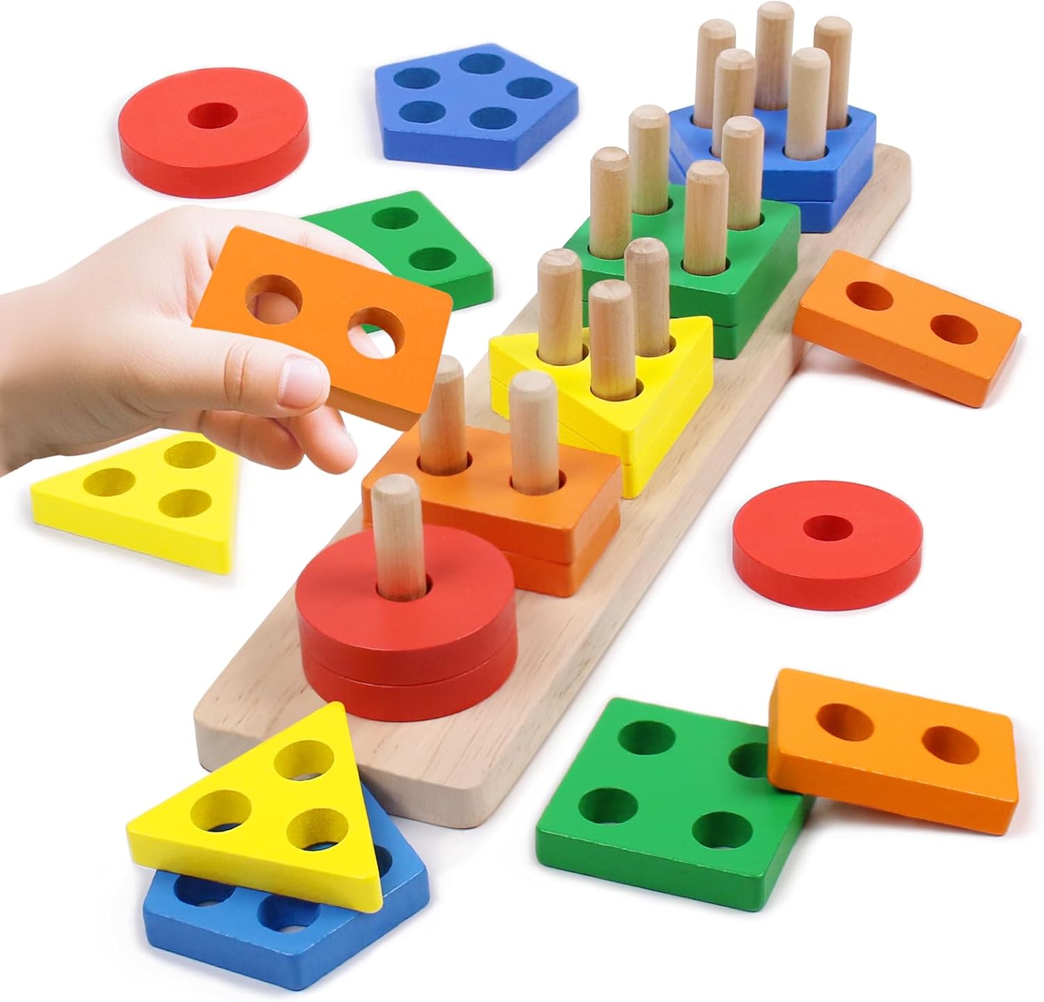 Fidtoy Jouet d'apprentissage Puzzle à encastrer en bois pour tout-petits