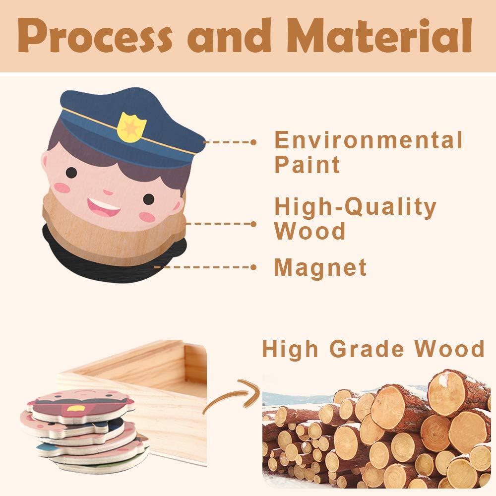 Fidtoy Magnetic Dress Up Puzzle Wooden Role Play Toy for Kids