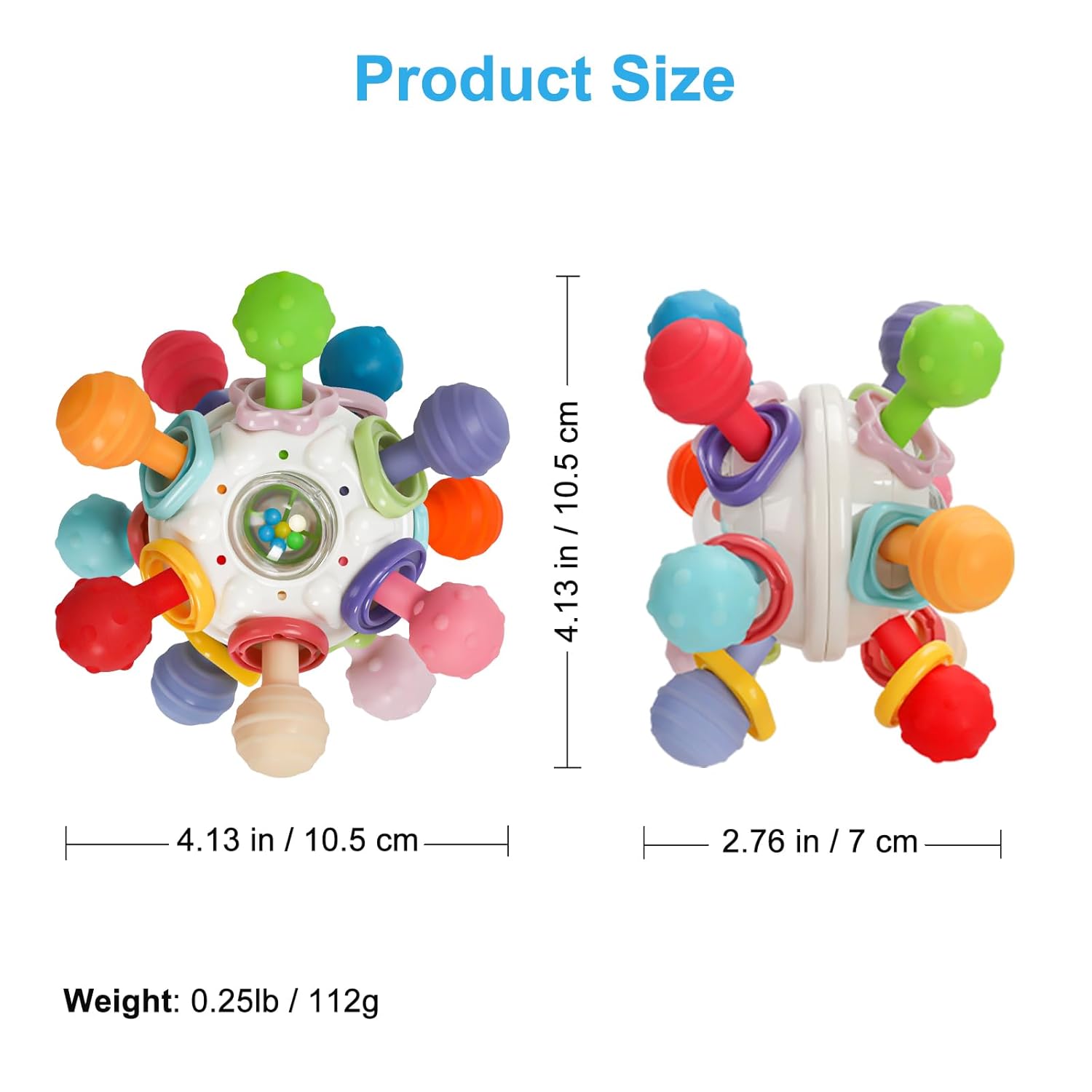 Hochet de dentition sensoriel Fidtoy pour bébé – Jouet sensoriel Montessori en silicone pour bébés de 0 à 12 mois