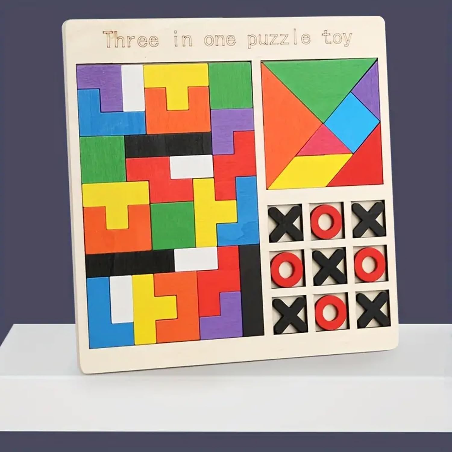 Pizarra 3 en 1 de madera para lluvia de ideas, Tetris y aprendizaje de números - 501