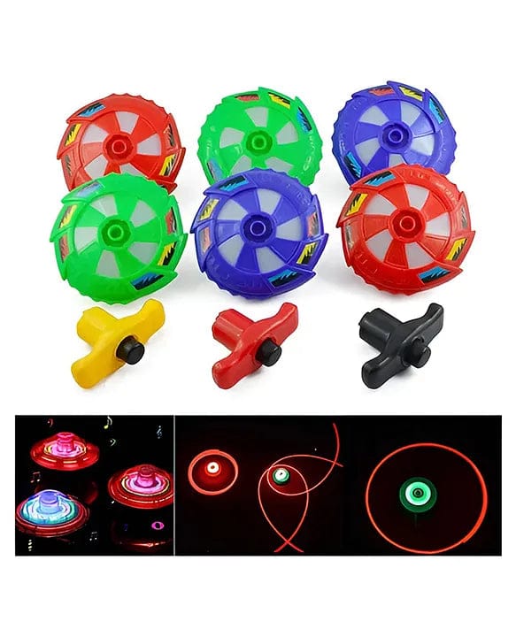 Fidtoy LED Light Music Spinning Top Toy for Kids Pull String Launcher Sensory Motor Play