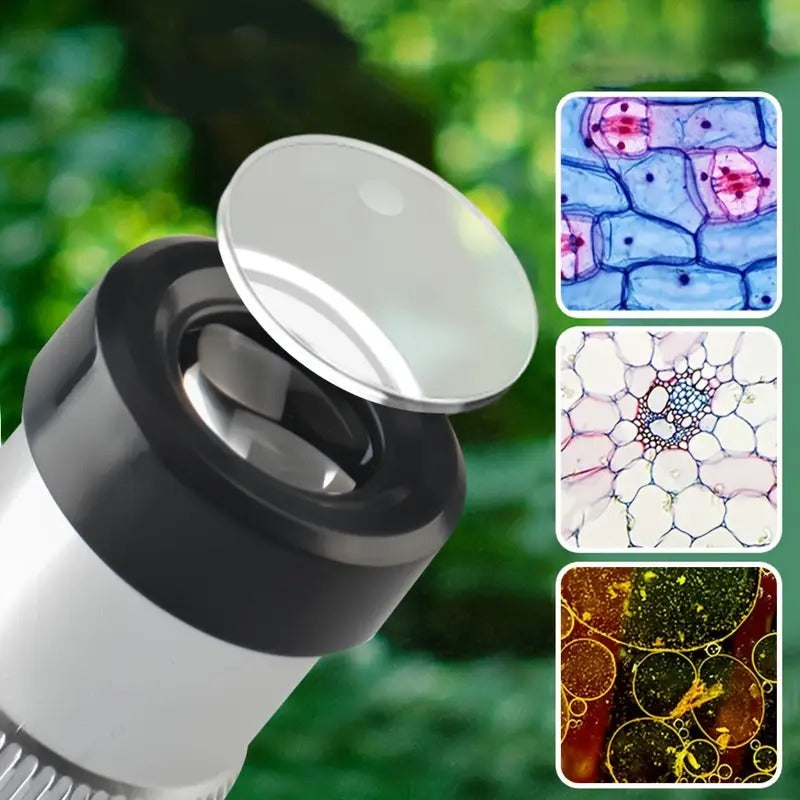 Fidtoy STEAM Science Explore Microscope Experiment Kit for Kids, 100X 600X 1200X Beginner Microscope Learning Toy with Slides and Accessories